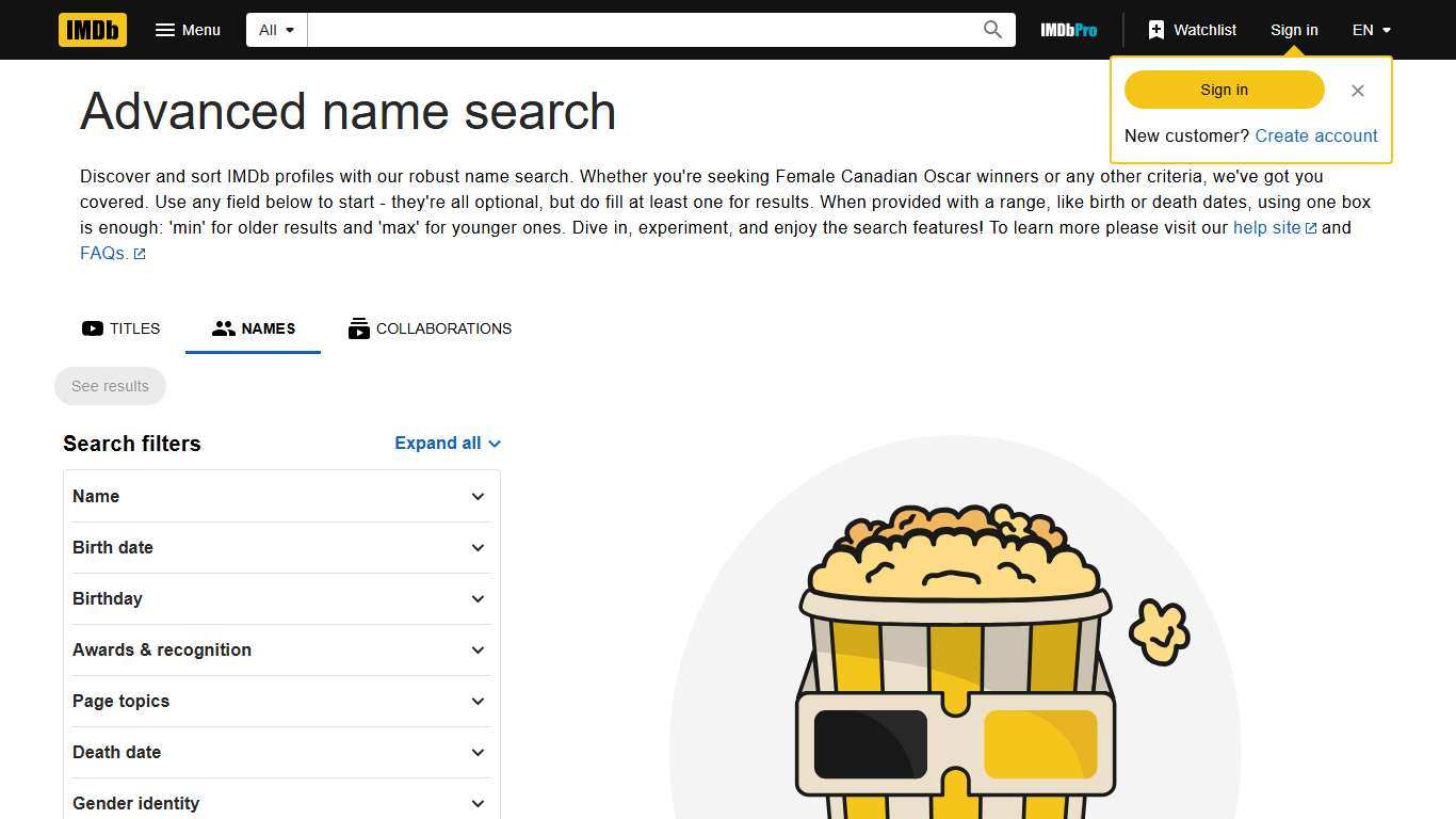 Advanced name search