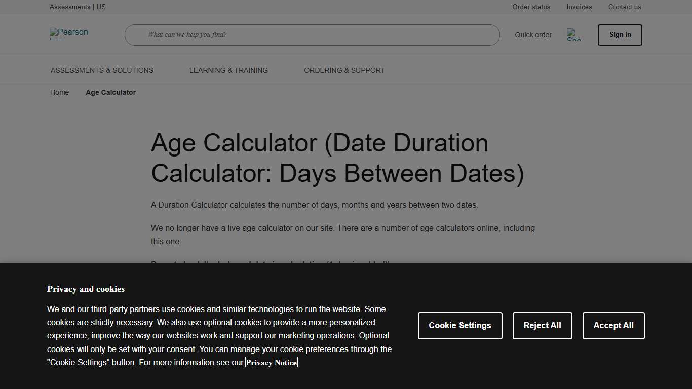 Chronological Age Calculator Pearson Assessments US
